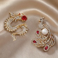 Broches de luxe en strass Dragon Phénix pour hommes et femmes, bijoux vintage en cristal exquis pour animaux, épingles de banquet de fête