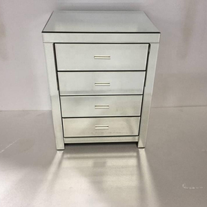 Bedroom Simple Tall Mirrored Night Stand <strong>Bedside</strong> <strong>Tables</strong> Lamp <strong>Table</strong> with <strong>3</strong> <strong>Drawers</strong> Glass Finish for Bedroom - Product Image 3