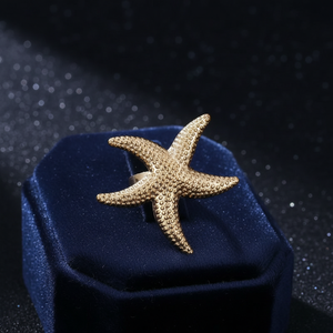 Juego de 3 Anillos Abiertos de Aleación Chapados en Oro de 14K con Perlas, Flores, Estrellas de Mar y Hojas, Joyería de Playa Ajustable y Bonita para Mujer - Product Image 6