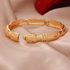 Dubai Wholesale Gold Color Bangle African Wedding Party Bracelet Jewelry Gift Hawaiian Arab Charm Bangle