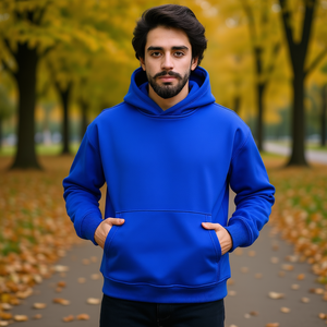 Sweat-shirt personnalisé pour homme, bleu cobalt, en molleton, coupe classique, logo personnalisé, service OEM, sweat-shirt décontracté d'hiver - Product Image 2