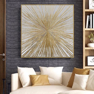 Factory Abstract 3D Golden Lines Art Deco Hanging <strong>Wall</strong> Artwork Living Room Large <strong>Size</strong> Simple Gold 100% Hand Painted Oil <strong>Canvas</strong> - Product Image 2