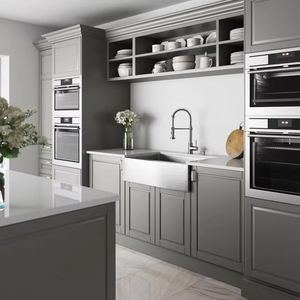 Fregadero de cocina cuadrado de acero inoxidable 304 hecho a mano del fabricante, tazón doble, diseño de un solo orificio, montaje bajo encimera de ángulo recto - Product Image 3