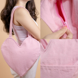 Tùy Chỉnh Sling Túi Hình Trái Tim Túi Đồng Bằng Dày Thời Trang Phụ Nữ Bông Vải Tote Của Phụ Nữ Vai Túi - Product Image 5