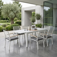 Ensemble de salle à manger extensible moderne pour l'extérieur, 7 pièces, structure en aluminium thermolaqué, table et chaises extensibles pour villa, jardin, parc