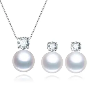 Conjunto de joyería de perlas naturales de agua dulce, conjunto de joyería de perlas cultivadas en agua dulce 925 Plata