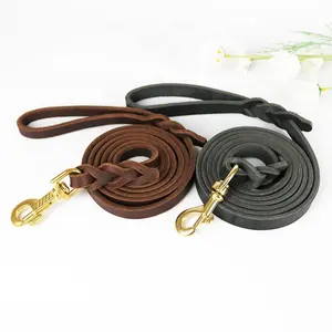 Wholesale High Quality Custom Luxury Walking Training Strong Durable Heavy Duty Pet Leather Rope Dog Leash Lead