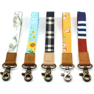 Custom Sublimation Print Polyester Strap Keychain Wrist Lanyard With Embossing Logo