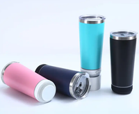 Gobelet isotherme droit et fin en acier inoxydable blanc de 20 oz pour sublimation, avec haut-parleur et lecteur de musique intelligent, câble USB inclus