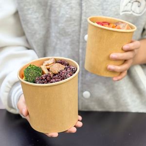 ชามกระดาษคราฟท์สำหรับซุปแบบขายส่ง  ชามกระดาษเคลือบ PE ป้องกันการรั่วซึม เกรดอาหาร สำหรับใส่ก๋วยเตี๋ยว พร้อมพิมพ์โลโก้สำหรับร้านอาหาร - Product Image 5