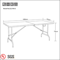 Tables pliantes rectangulaires en plastique HDPE pour pique-nique en plein air, portables, bon marché, pour fêtes, 6 pieds, vente en gros