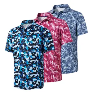 Custom Digital Print Custom Embroidery Men's Golf Shirts Sublimation Pattern Sport Quick Dry Golf Polo Shirt Men