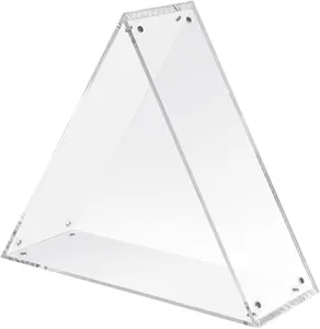 Clear Acrylic Triangle Collectibles Display Box Riser with Hollow Open Side