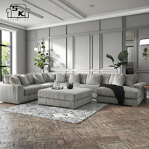Lujo moderno grande esponjoso gris tela PANA familia sala de estar muebles Modular combinación sofá - Product Image 1