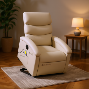 Fauteuil inclinable électrique crème avec fonction de levage pour usage domestique - Product Image 2