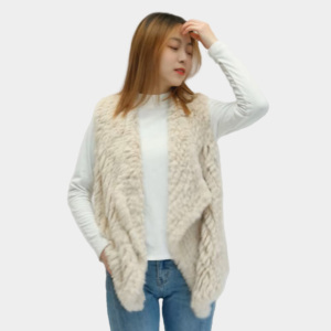 Gilet <span class=keywords><strong>d</strong></span>'hiver en fourrure de lapin pour femme, court et chaud - Product Image 1