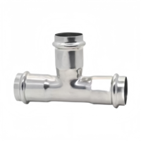 Raccord de tuyauterie en acier inoxydable à double collier trois voies DN15-DN100, connecteur en T à profil M à pression pour tuyaux à paroi mince basse pression