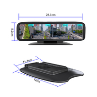 Caméra de tableau de bord avec rétroviseur, 12 pouces, Dashcam, enregistreur vidéo, 4 caméras DVR, 720P