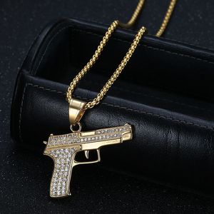 Yunnique <b>Titanium</b> Steel 1911 Pistol Pendant Necklace Full Diamond Pave Setting Geometric Design for Men Hip Hop Jewelry Part - Product Image 6