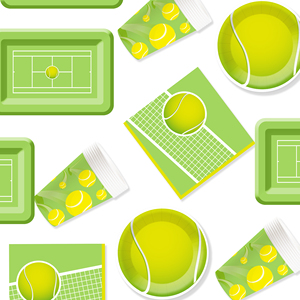 DAMAI - Juego de Vajilla Desechable de Papel con Diseño Deportivo de Tenis para Fiesta de Cumpleaños, Platos, Servilletas y Vasos para Niños - Product Image 4