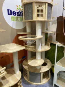 Toptan Modern lüks masif ağaç kedi ağacı kulesi kapalı kedi evi tırmanma mobilya büyük ahşap Pet mobilya kediler karton için - Product Image 6