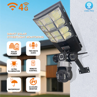 Caméra solaire PIR V380pro à triple objectif, lumière solaire 4G SIM WIFI tout-en-un, lampe solaire CCTV, lampadaire solaire avec caméra