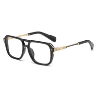 Monture de lunettes de vue élégante, monture carrée en métal unisexe compatible avec les verres en polycarbonate