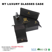 Étui rigide de luxe en cuir PU noir pour lunettes de soleil, ensemble d'emballage pour lunettes, comprenant un chiffon, une boîte à lunettes et une pochette