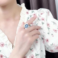 Bague multi-pierres en argent 925 plaqué or 18 carats, agate naturelle, style camée, avec zircon CZ rouge.