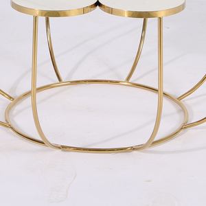 Moderno lusso in acciaio inossidabile <span class=keywords><strong>dorato</strong></span> con struttura a forma di fiore in marmo con piano in vetro piccolo <span class=keywords><strong>tavolino</strong></span> da caffè - Product Image 4