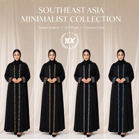 Abaya personnalisée pour femmes, noire, ouverte sur le devant, broderie drapeau rouge, blanc, vert, manches longues, robe musulmane, fabrication OEM