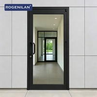 Porte battante en aluminium à double vitrage coupe-vent pour extérieur de maison, modèle Rogenilan Studio House, idéale pour les portes de magasin.