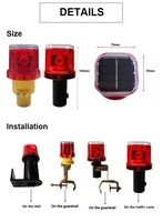 Balise de signalisation routière solaire compacte blanche, autonomie 120h, LED clignotante, protection IP66 pour zones de construction et bord de route