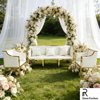Canapé de mariage au design moderne, chaise trône de haute qualité en acier inoxydable doré pour les mariés, pour événements et banquets, utilisable par un seul couple