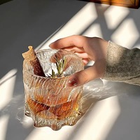 Verre à whisky épais en cristal japonais rétro Heavy Glacier, 200-300 ml, avec coffret cadeau en bois exquis, cadeau d'affaires