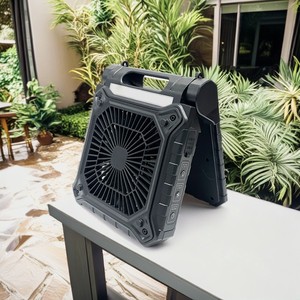 Mini ventilador portátil recargable para uso al aire libre con luz LED para acampar - Product Image 1