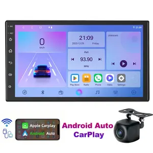 โรงงาน 7 นิ้ว QUAD-core Ram 2GB Rom 32/64GB Carplay Android ระบบนําทางอัตโนมัติ 2 Din รถเครื่องเล่นดีวีดีอิเล็กทรอนิกส์อัตโนมัติ