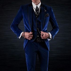 2025 New Royal <strong>Blue</strong> <strong>Velvet</strong> Groom Tuxedos for Wedding Men Suits 3 Piece Male Fashion <strong>Dinner</strong> Wear <strong>Jacket</strong> Pants Vest Male Costume - Product Image 3