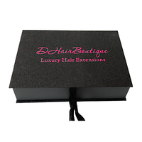 Boîte à perruque vierge de luxe à paillettes noires, emballage pour Extension de cheveux, emballage de tresse, accessoire de tissage, boîte à cheveux