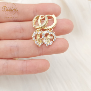 Boucles d'oreilles de luxe pour femmes, blanches, cristaux, strass, arc-en-ciel, Zircon, vierge marie, pendentifs, <span class=keywords><strong>2022</strong></span> - Product Image 3