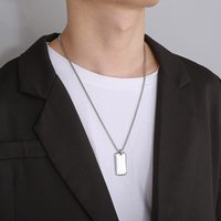 Insigne militaire en acier au titane poli miroir pour homme pendentif carte d'identité personnalisée plaque carrée gravée brillante tendance 18K