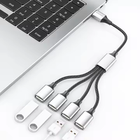 1,2 M 4 en 1 Dual USB2.0 Cable de alimentación Extensión Datos de carga Adaptador OTG Divisor USB Macho a USB Hembra Cable de extensión