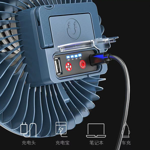 Ventilateur de camping multifonctionnel transfrontalier à LED, lampe de tente d'urgence portable rechargeable avec batterie de 2400 mAh - Product Image 2