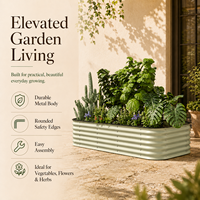 Kit de Jardinière Surélevée en Acier Revêtu de Poudre de Zinc-Aluminium-Magnésium, Durable et Écologique, pour Cultiver des Légumes à Domicile ou en Extérieur