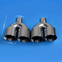 4 Zoll Auspuffblende Spiegelpolierter Edelstahl U-Form Doppelendrohr Schräg Ausgerichtetes Schalldämpferrohr für SUV-Tuning