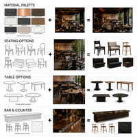 Ensemble de table et chaises de salle à manger en bois massif au design moderne pour la rénovation de restaurants, bistrots, décoration intérieure personnalisée, vente en gros
