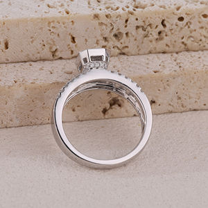 Anillo de Diamantes Naturales de Corte Baguette en Oro Blanco de 18K de Alta Calidad al por Mayor, Joyería Fina para Mujer, Anillo de Compromiso, Aniversario de Bodas - Product Image 3