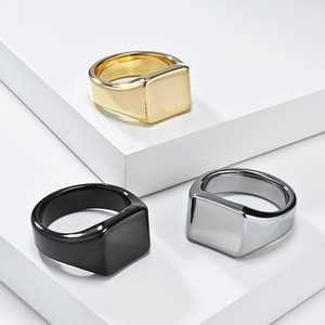 yunnique minimalist style geometric smooth square tungsten steel ring for men, a light luxury and high-end hand acc - Product Image 1