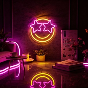 Enseigne néon murale dimmable en forme <span class=keywords><strong>de</strong></span> visage souriant avec contrôle Bluetooth, étanche IP54, pour entreprises et bâtiments (vente en gros) - Product Image 1