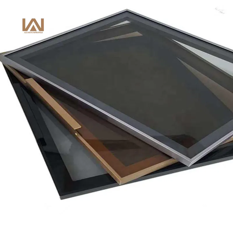 Vitrina personalizada con marco de puerta de cristal de cierre suave y marco de puerta de oro negro en fábrica de perfiles de aluminio